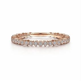 14K Rose Gold Scalloped Stackable Diamond Band