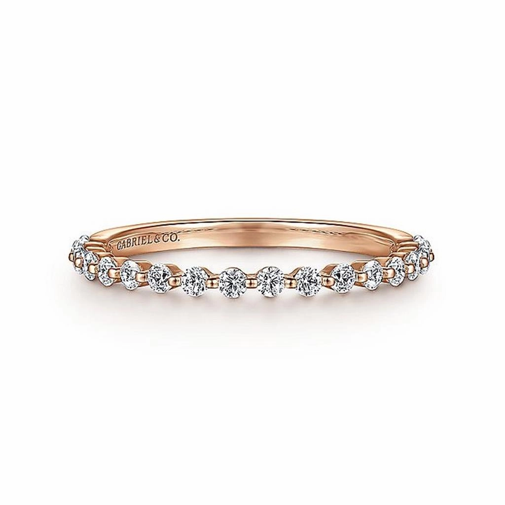 14K Rose Gold Single Prong Diamond Anniversary Band