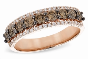 14K Rose Gold Straight Natural Brown Diamonds Band