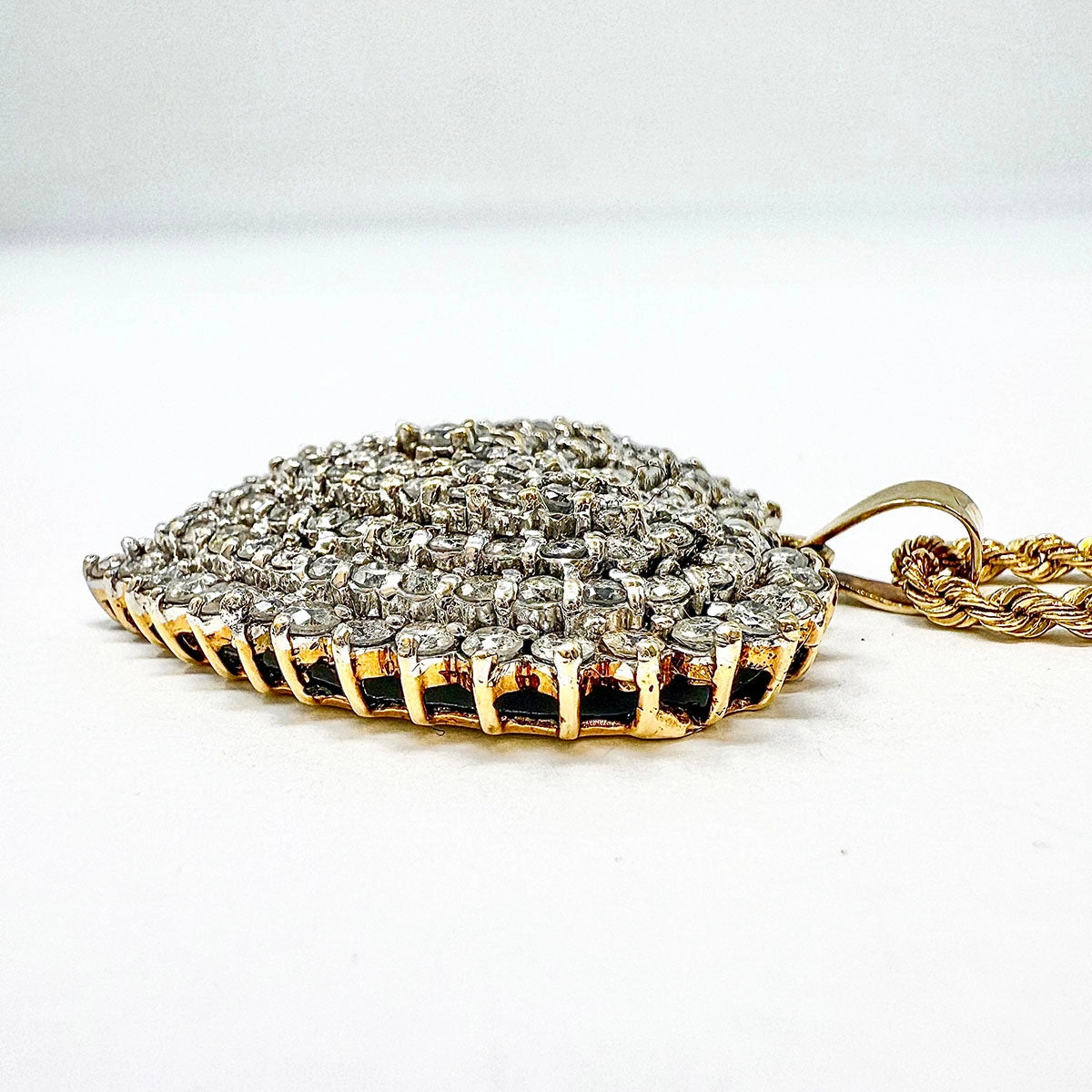 14K Twisted Chain Necklace with Large Diamond Heart Pendant