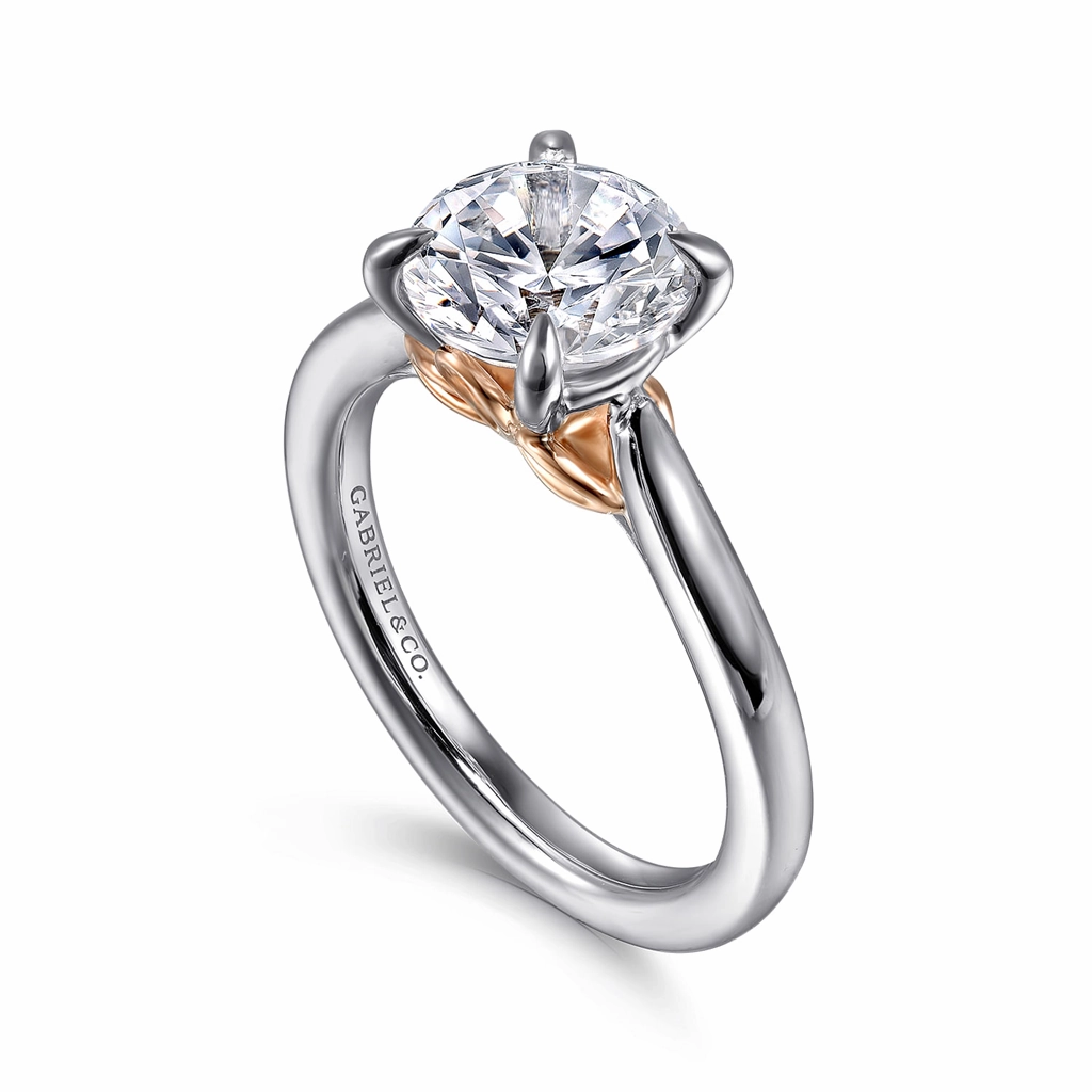 14K White And Rose Gold 'Nelia' Solitaire Ring