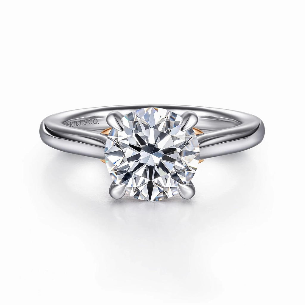 14K White And Rose Gold 'Nelia' Solitaire Ring