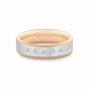 14K White And Rose Gold Straight Wedding Band