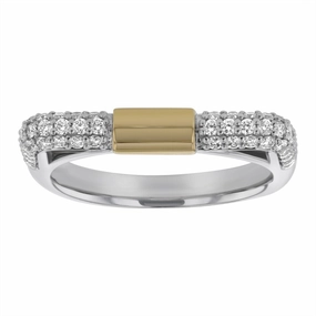 14K White And Yellow Contemporary Natural Diamonds Ring