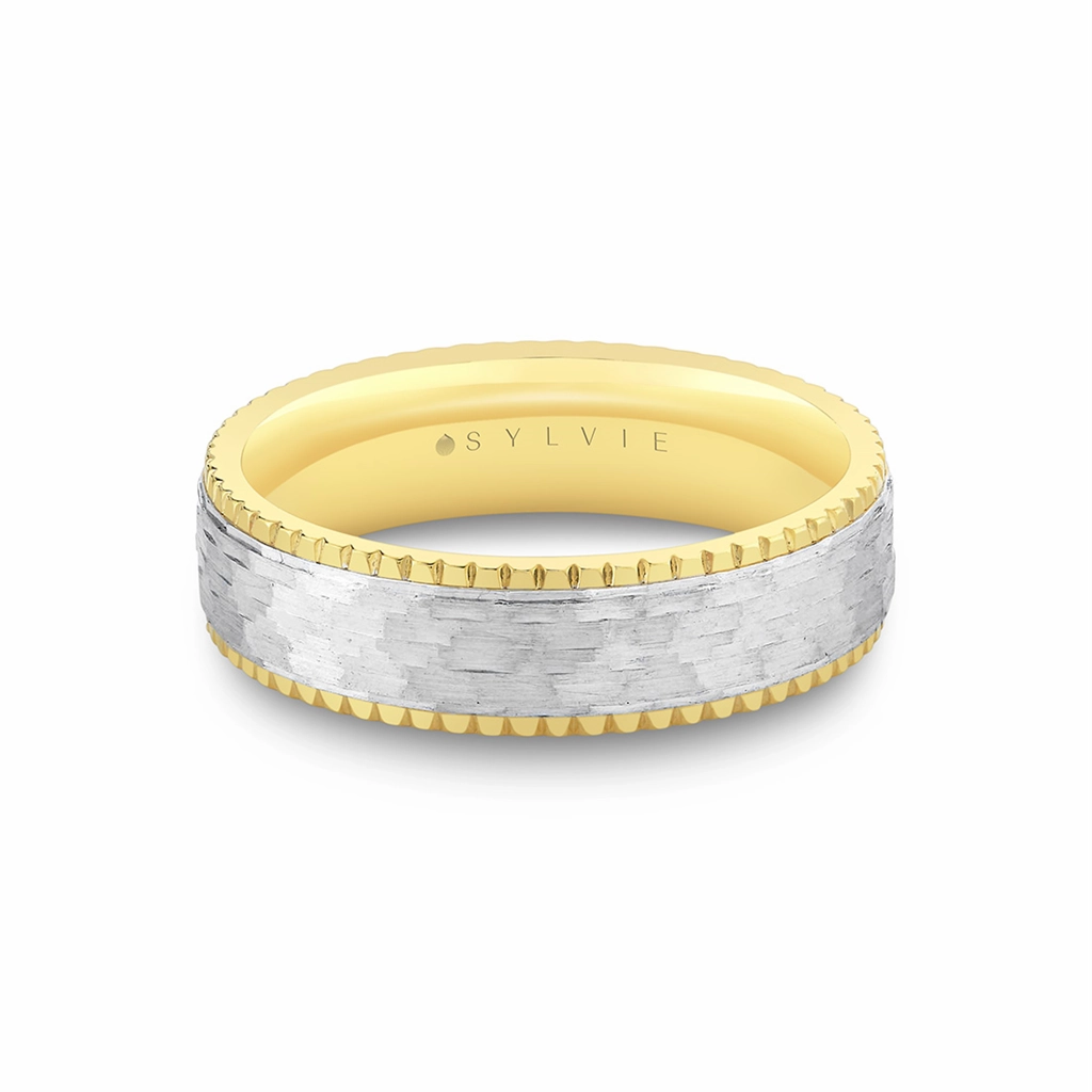 14K White And Yellow Gold 6mm Straight Band