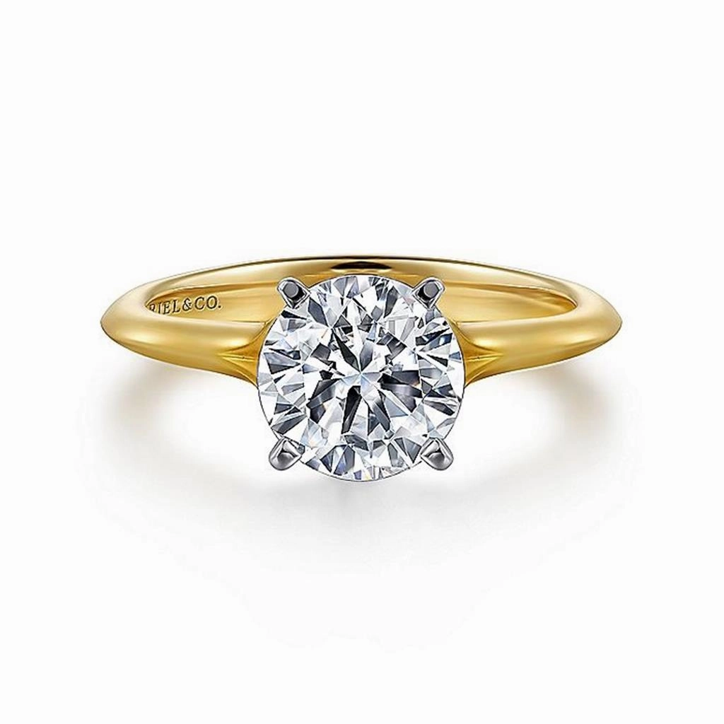 14K White And Yellow Gold 'Ellis' Round Diamond Engagement Ring