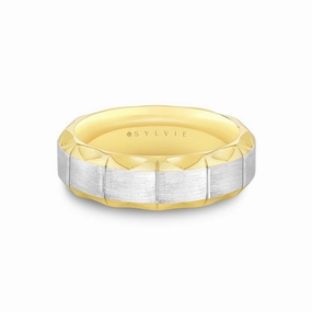 14K White And Yellow Gold Fluted Shell Scalloped Edge Wedding Band