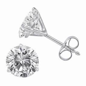 14K White Gold 0.25 CTW Round Natural Diamonds Stud Earrings