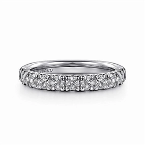 14K White Gold 11 Stone French Pav Diamond Wedding Band