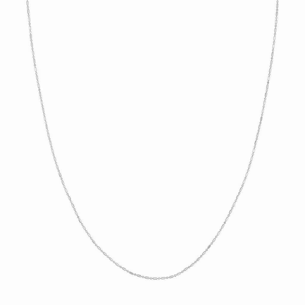 14K White Gold 18 Inches Bar Link Chain