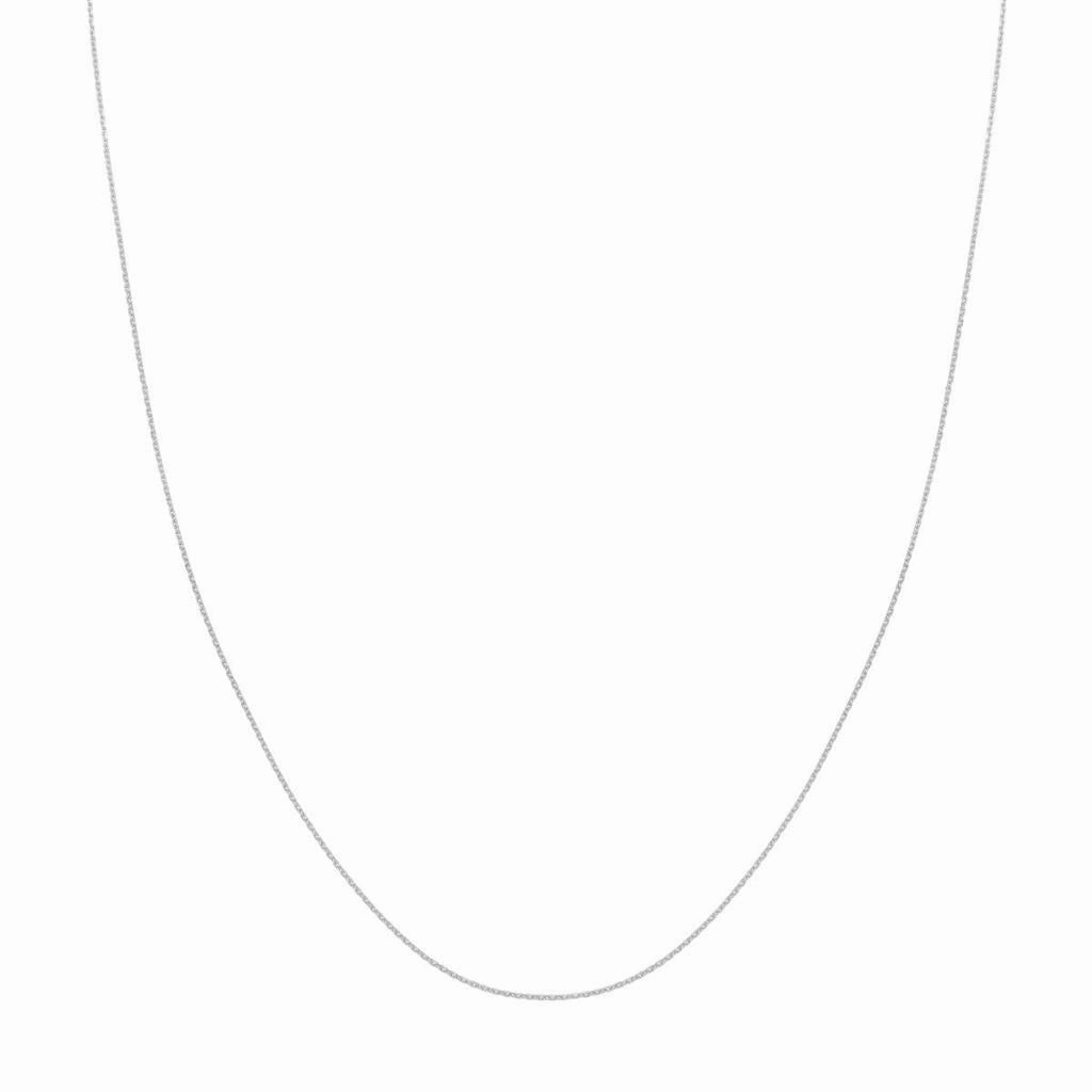 14K White Gold 18 Inches Diamond Cut Cable Chain