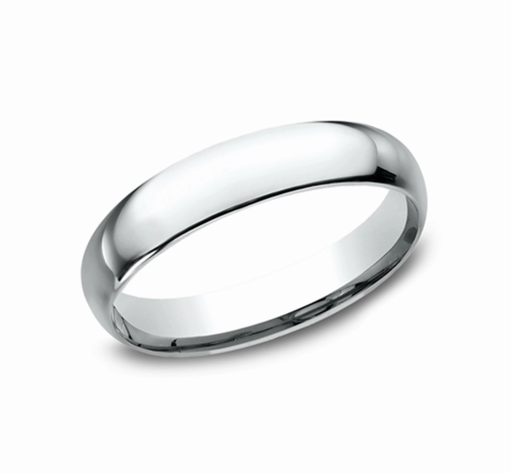 14K White Gold 4mm Super Light Comfort Fit Wedding Band