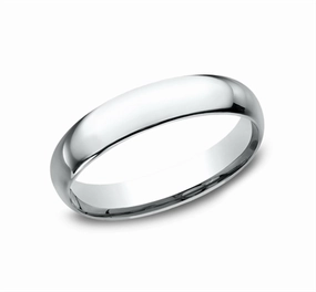 14K White Gold 4mm Super Light Comfort Fit Wedding Band
