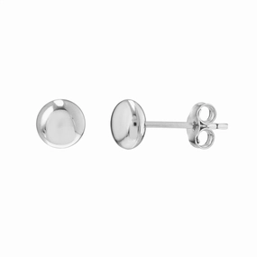 14K White Gold 5.5mm Flat Round Pebble Earrings
