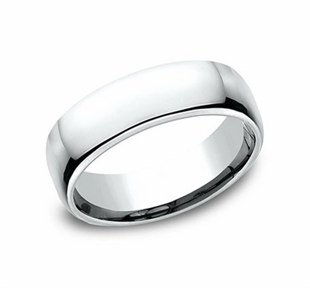 14K White Gold 6.5mm Euro Comfort Fit Straight Wedding Band