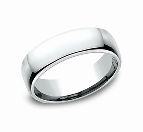 14K White Gold 6.5mm Euro Comfort Fit Straight Wedding Band