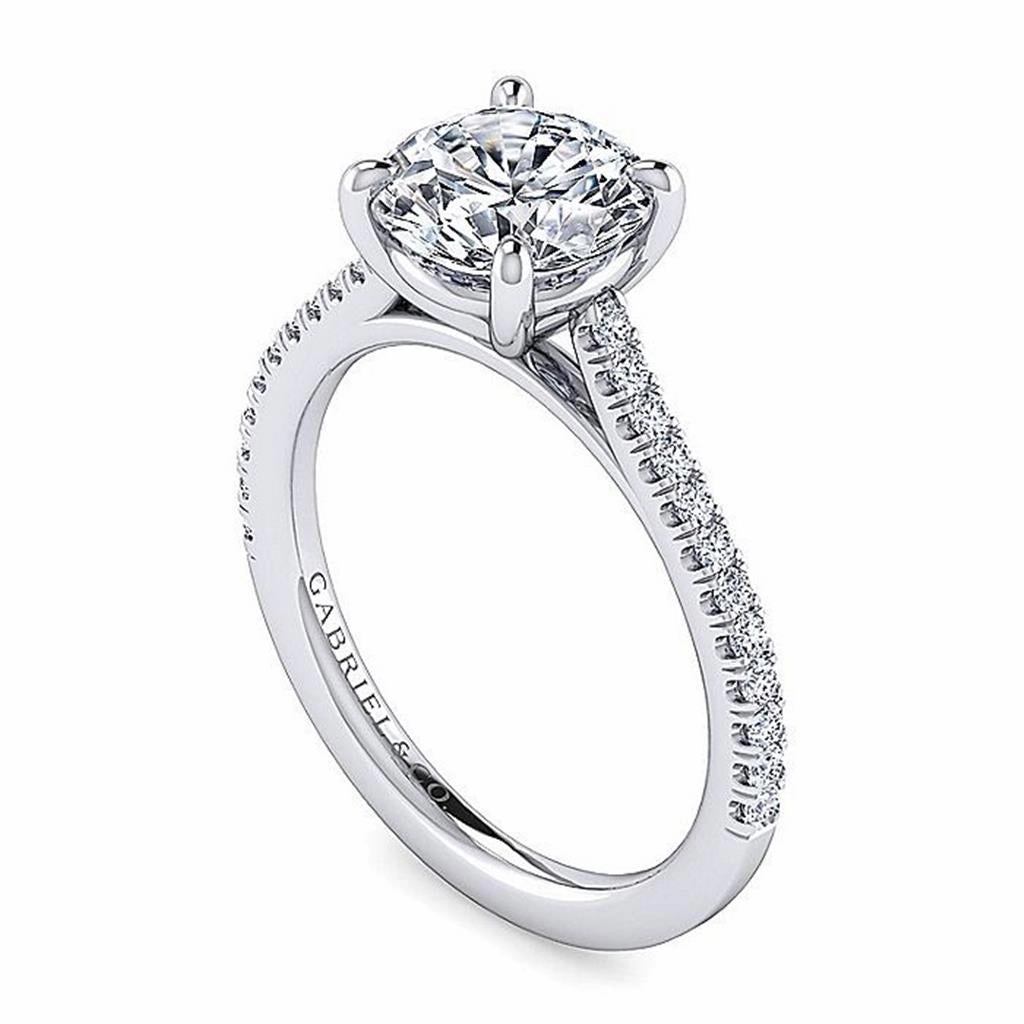 14K White Gold 'Abbie' Classic Round Diamond Engagement Ring