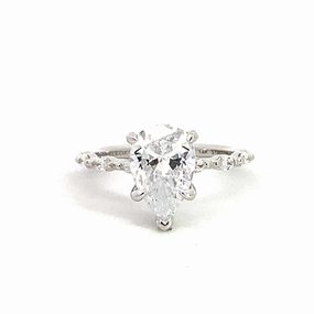 14K White Gold 'Adeena' Hidden Halo Pear Diamond Engagement Ring