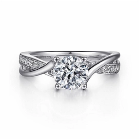14K White Gold 'Aleesa' Twist Round Diamond Engagement Ring