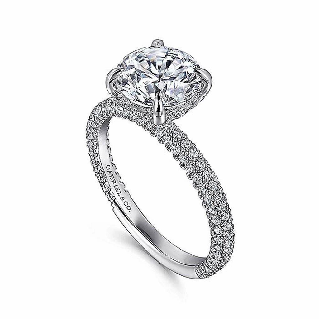 14K White Gold 'Alinna' Round Diamond Engagement Ring