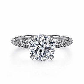 14K White Gold 'Alinna' Round Diamond Engagement Ring
