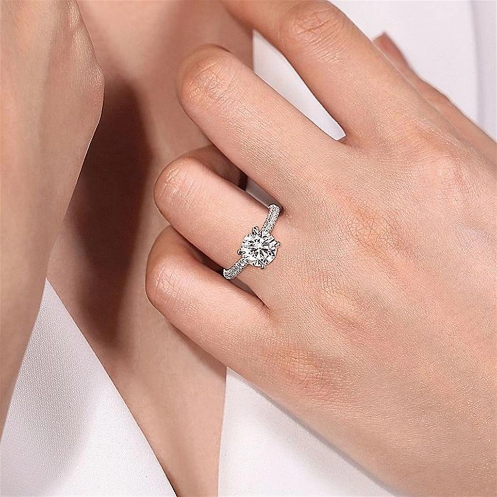 14K White Gold 'Alinna' Round Diamond Engagement Ring