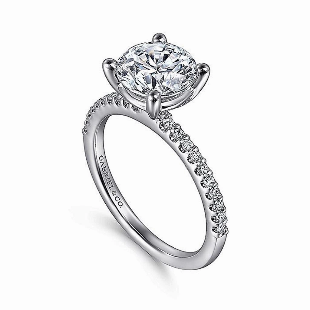 14K White Gold 'Amata' Classic Round Diamond Engagement Ring