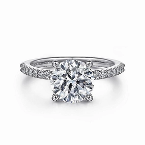 14K White Gold 'Amata' Classic Round Diamond Engagement Ring