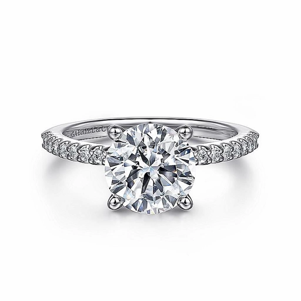 14K White Gold 'Amata' Classic Round Diamond Engagement Ring