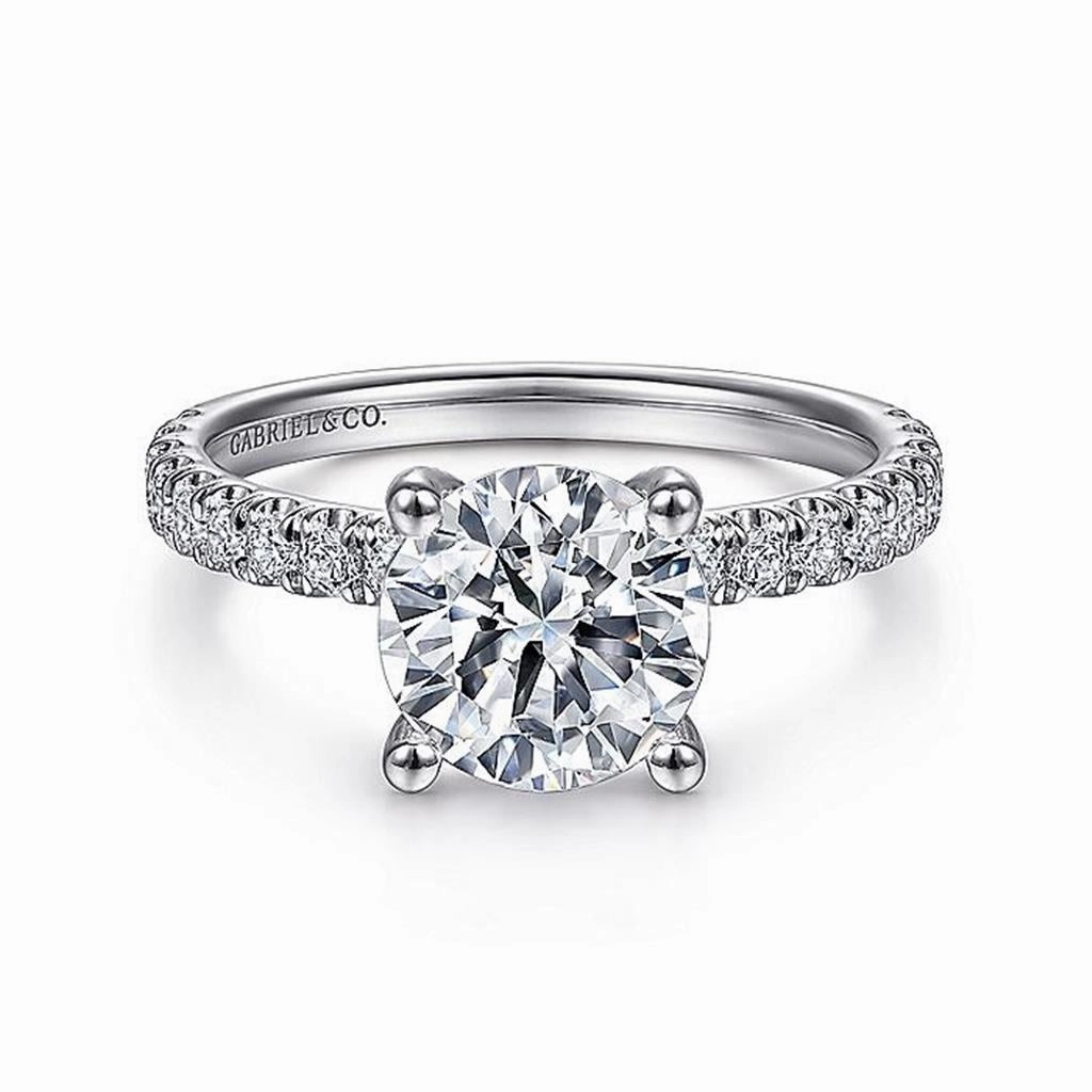 14K White Gold 'Amira' Round Diamond Engagement Ring