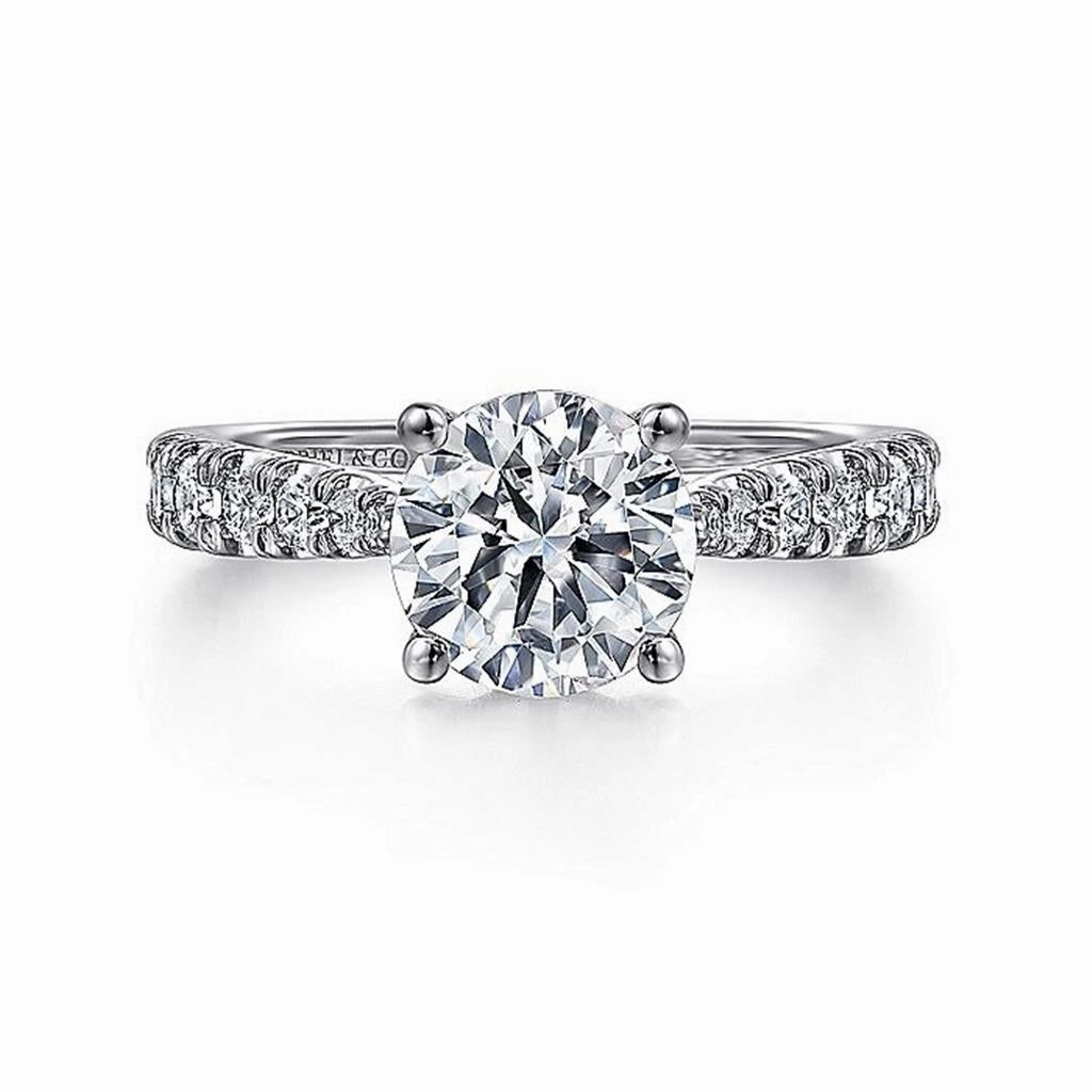 14K White Gold 'Avery' Classic Round Diamond Engagement Ring
