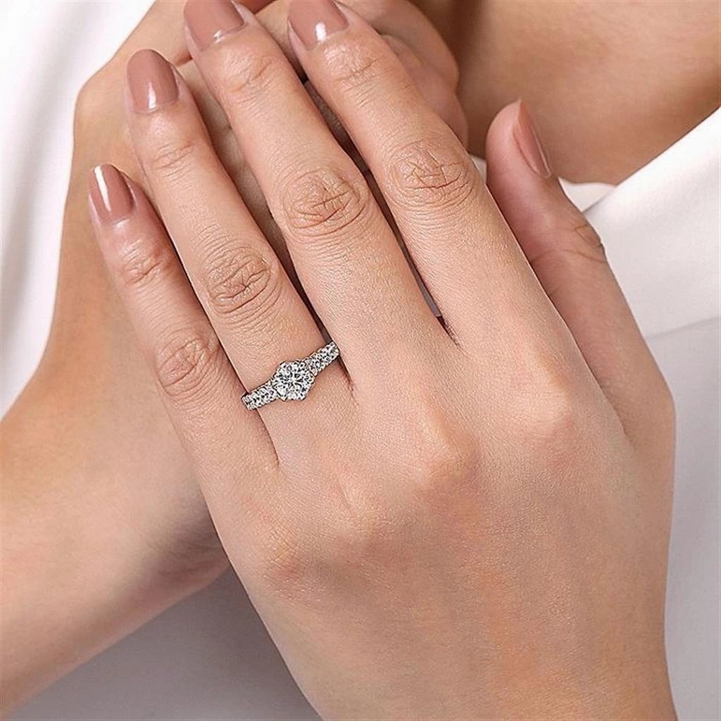 14K White Gold 'Basia' Classic Round Diamond Engagement Ring