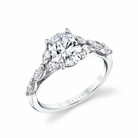 14K White Gold 'Berkley' Split Shank Oval Diamond Engagement Ring