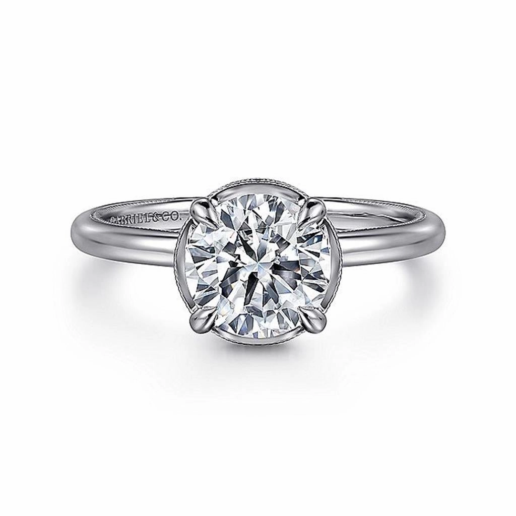 14K White Gold 'Catallina' Round Halo Diamond Engagement Ring