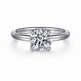14K White Gold 'Daniele' Round Diamond Hidden Halo Engagement Ring