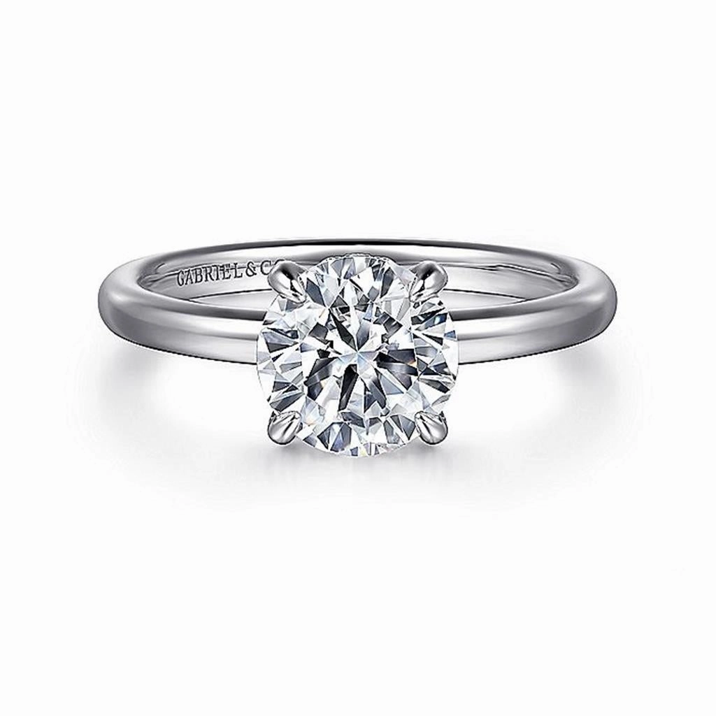 14K White Gold 'Daniele' Round Diamond Hidden Halo Engagement Ring