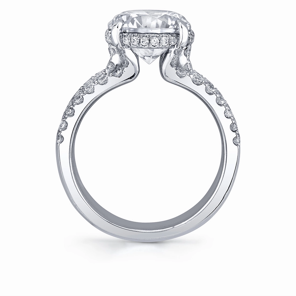 14K White Gold 'Dawn' Hidden Halo Round Diamond Engagement Ring