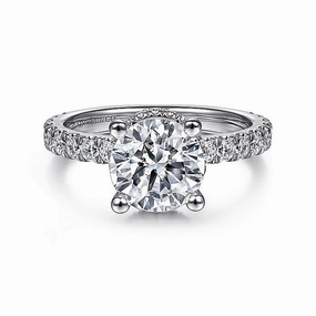 14K White Gold 'Ellis' Hidden Halo Round Diamond Engagement Ring