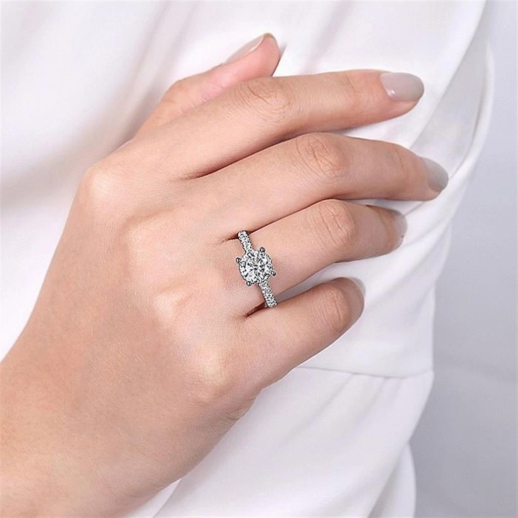 14K White Gold 'Ellis' Hidden Halo Round Diamond Engagement Ring