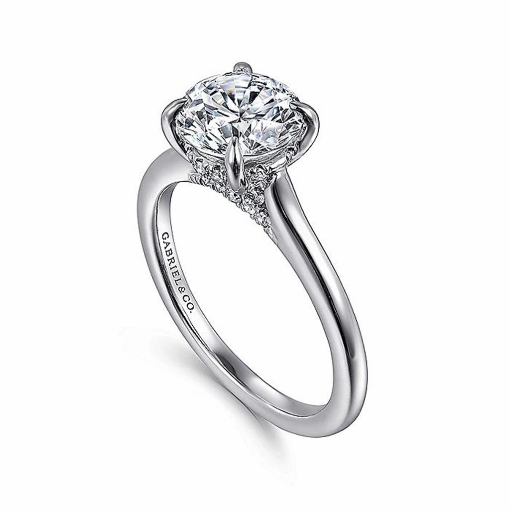 14K White Gold 'Ericka' Hidden Halo Round Diamond Engagement Ring