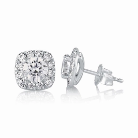 14K White Gold 'Fire & Ice' Halo Natural Diamonds Earrings