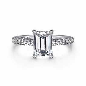 14K White Gold 'Franka' Classic Emerald Cut Diamond Engagement Ring