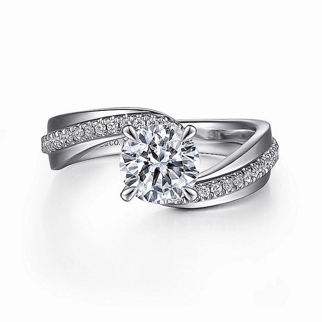 14K White Gold 'Furay' Bypass Round Diamond Engagement Ring