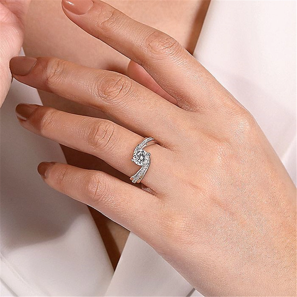 14K White Gold 'Furay' Bypass Round Diamond Engagement Ring