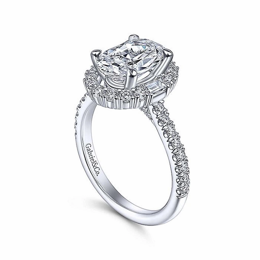 14K White Gold 'Hamilton' Halo Oval Diamond Engagement Ring