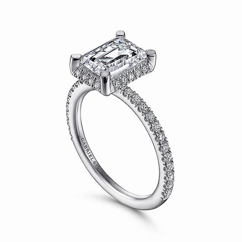 14K White Gold 'Hart' Hidden Halo Emerald Cut Diamond Engagement Ring