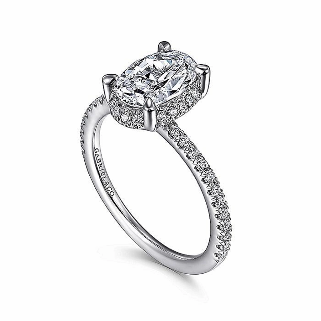 14K White Gold 'Hart' Hidden Halo Oval Diamond Engagement Ring