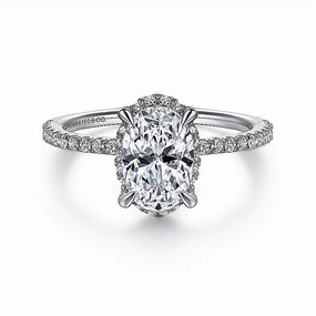 14K White Gold 'Hart' Hidden Halo Oval Diamond Engagement Ring