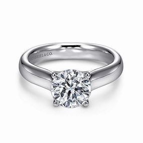 14K White Gold 'Helen' Round Diamond Engagement Ring