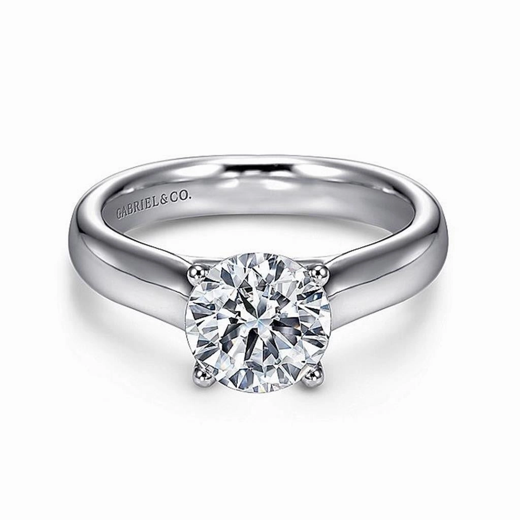 14K White Gold 'Helen' Round Diamond Engagement Ring